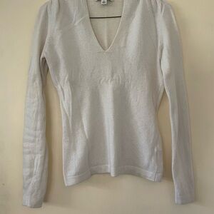 White V-Neck Women's Sweater